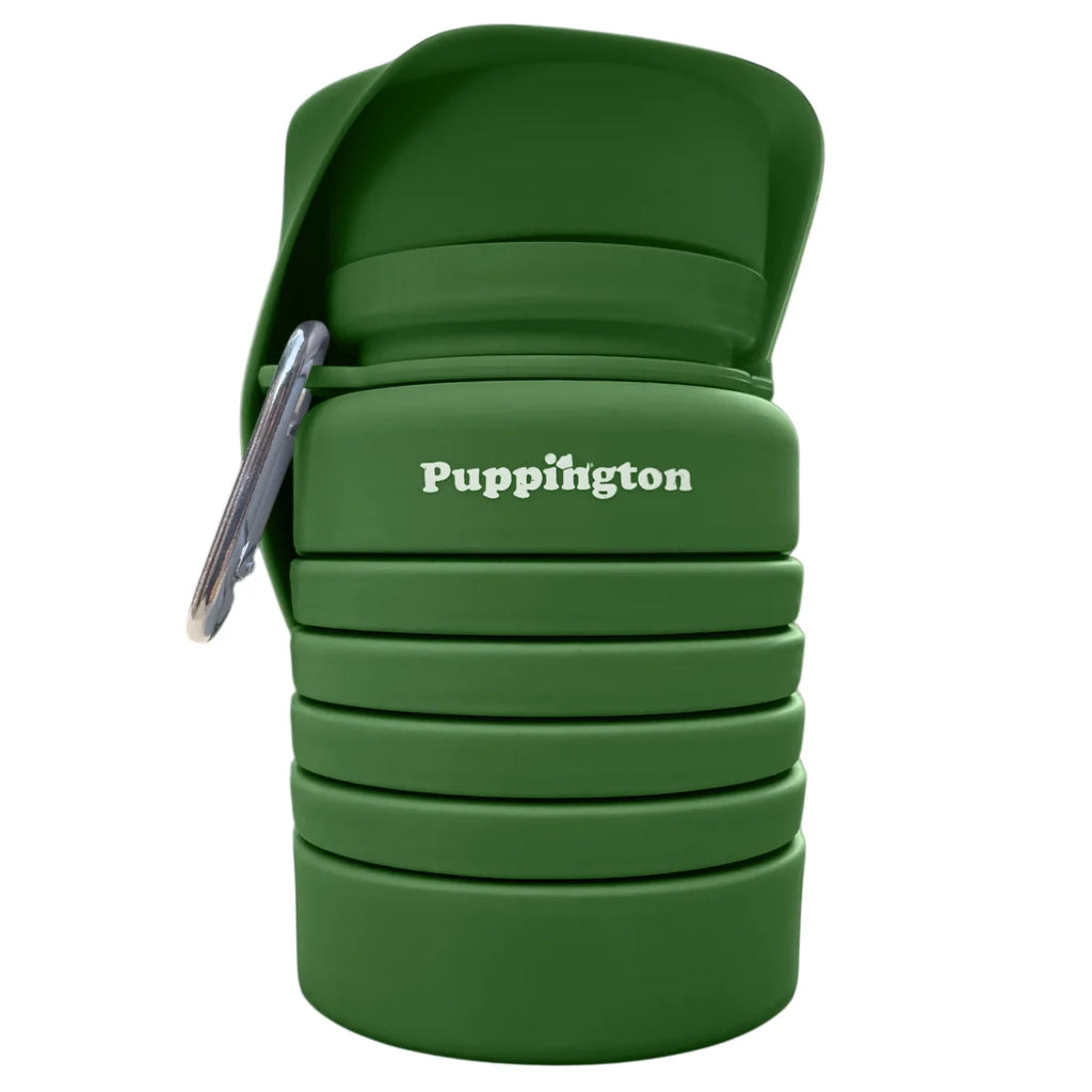 Портативна складна пляшка для води Collapsible Dog Water Bottle Basil Green Puppington 550 мл