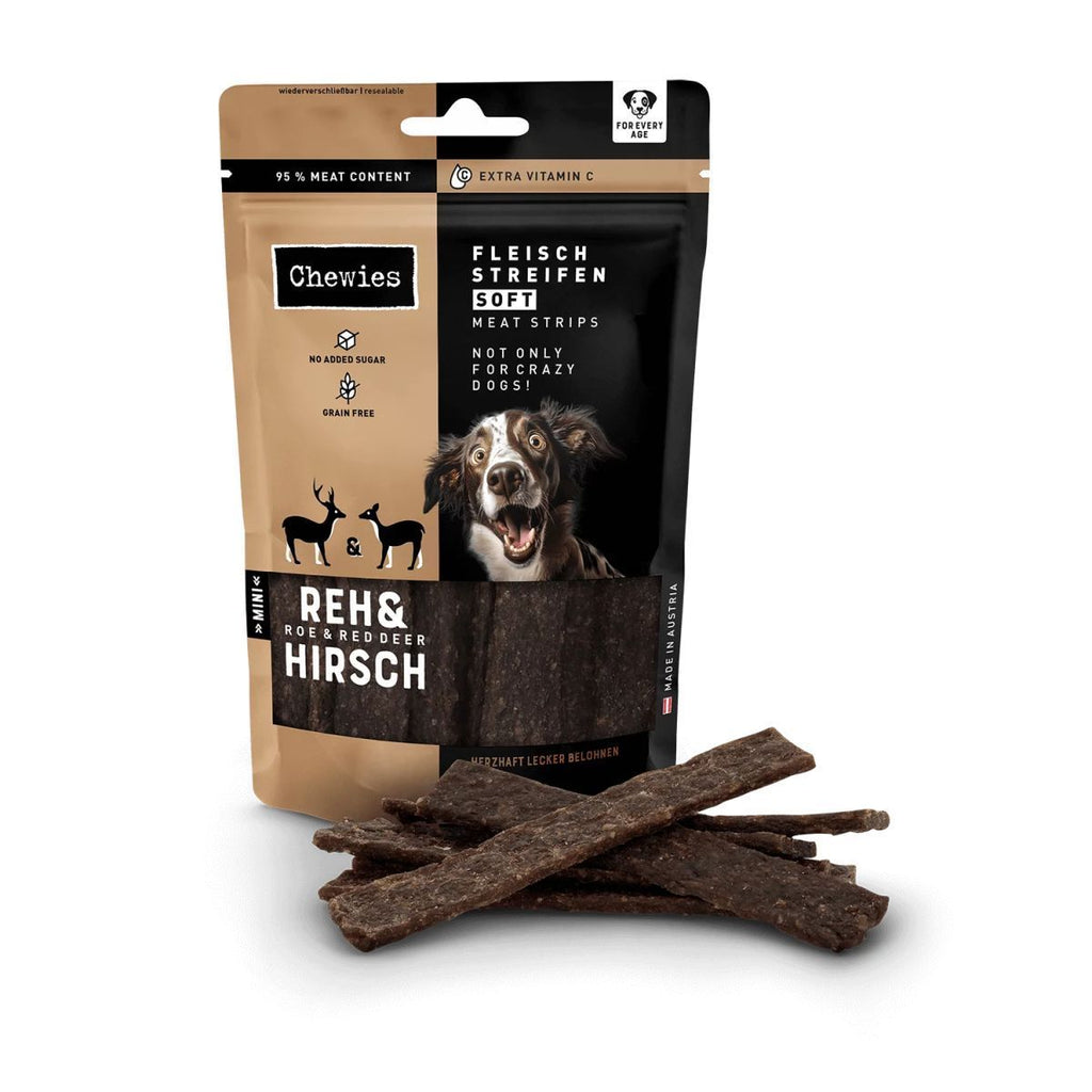 Натуральні смаколики 100% козуля та оленина Meat Stripes Chewies 150 г
