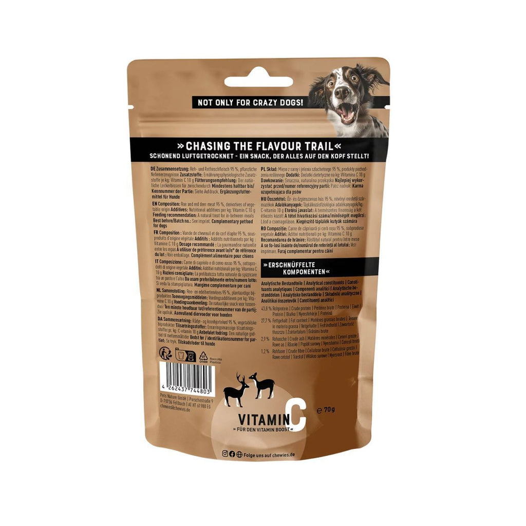 Натуральні смаколики 100% козуля та оленина Meat Stripes Chewies 150 г