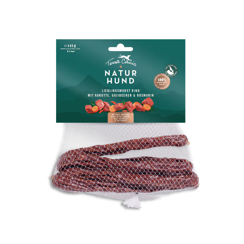 Ковбаски м'ясні натуральні Lieblingswurst Naturhund Terracanis 145г