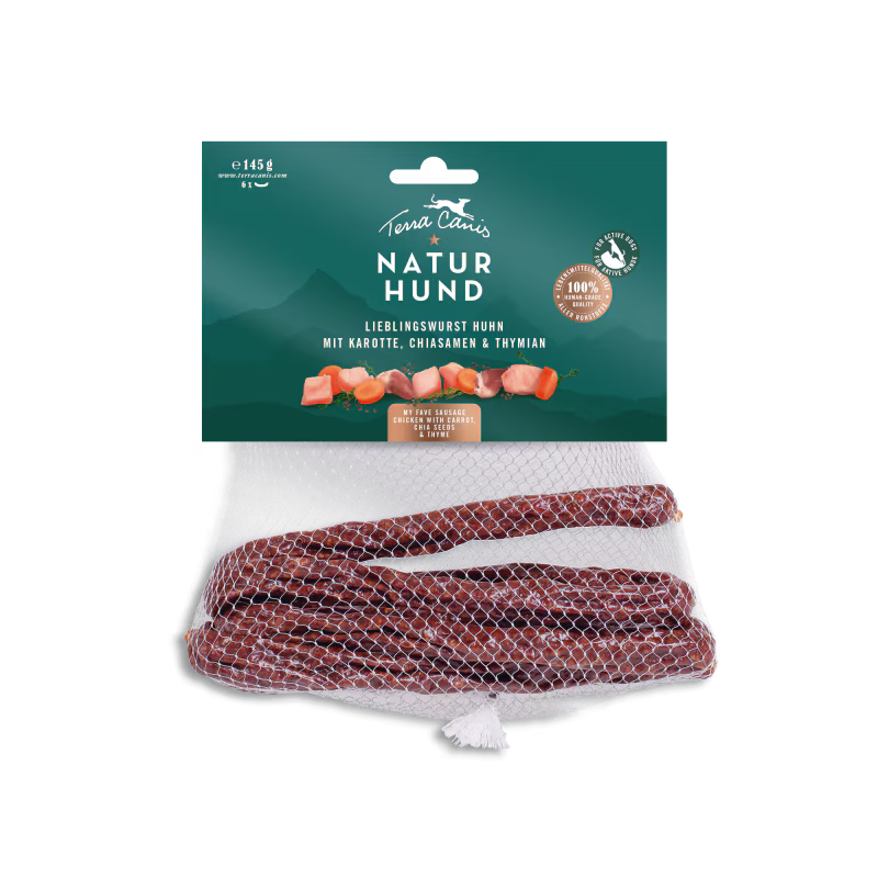 Ковбаски м'ясні натуральні Lieblingswurst Naturhund Terracanis 145г