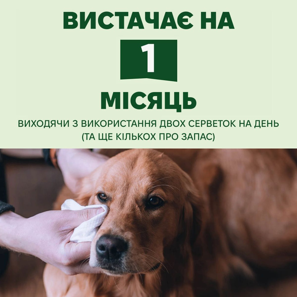 Бамбукові серветки для очищення слізних доріжок собак Dog Eye Wipes Beco Pets 70 шт