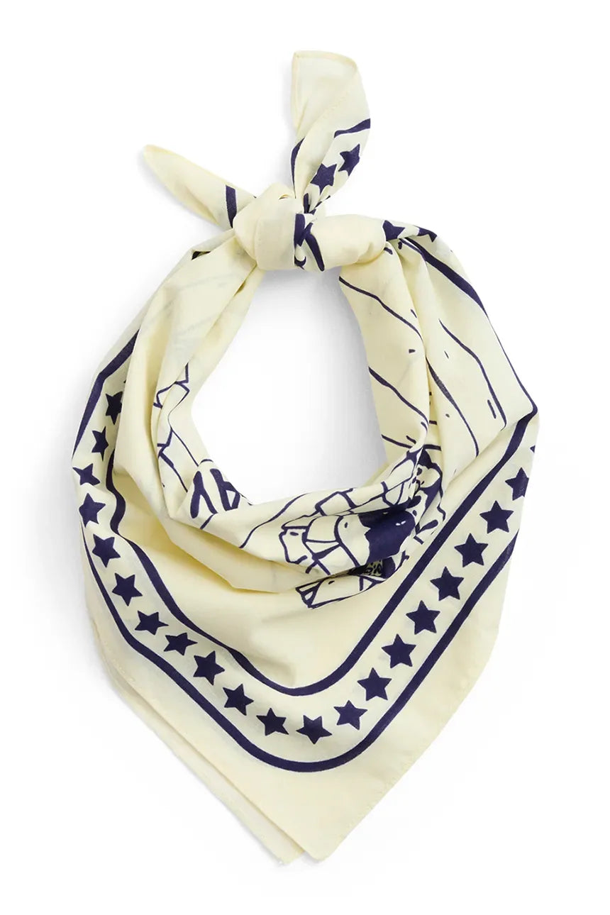 Бавовняна хустка для собачки OFF-WHITE WITH BLUE HAY 55 x 55 см