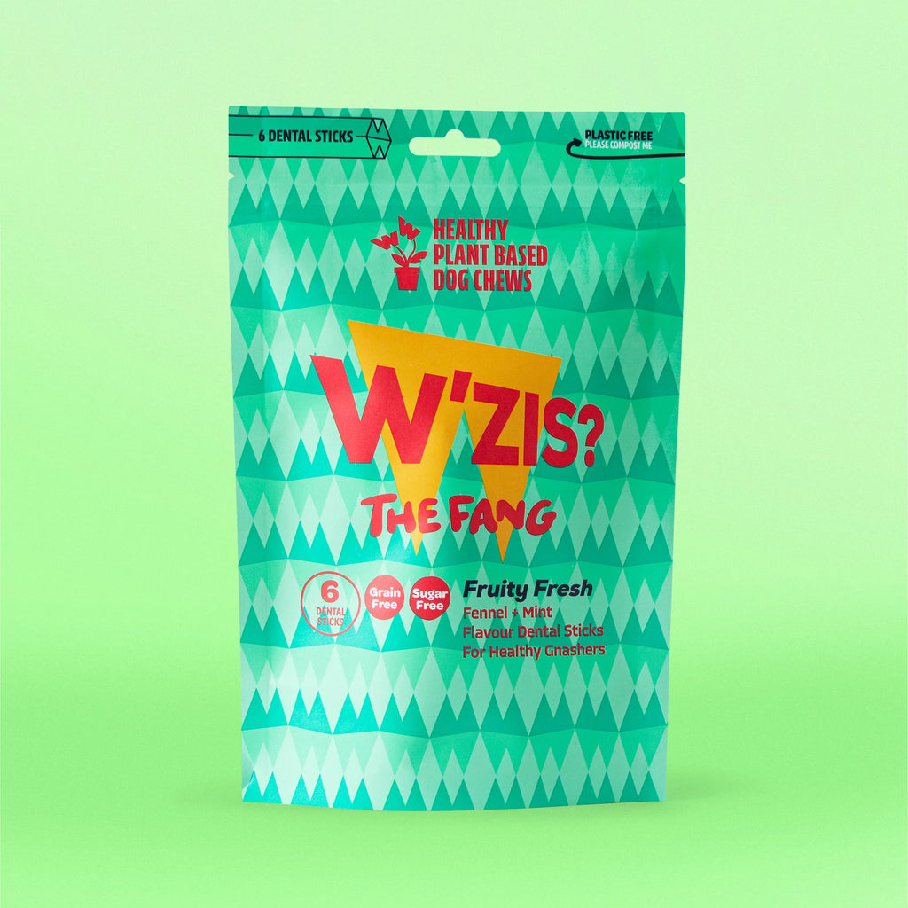 Веганські зубні смаколики з броколі та спіруліною Dental Fruity Fresh Fang Pouch W'ZIS 6 шт