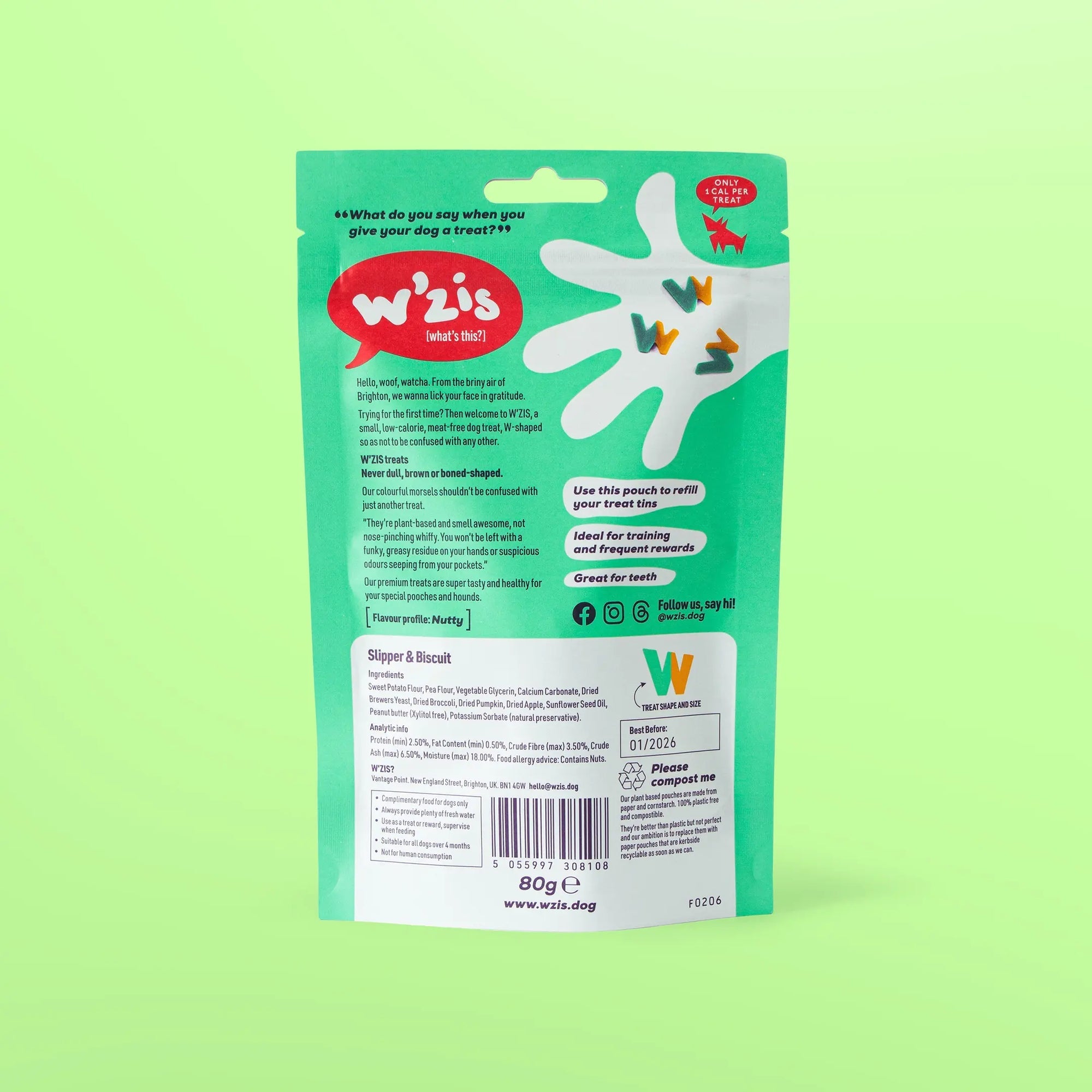 Веганські смаколики тапулі та печиво Slipper & Biscuit Pouch W'ZIS 80 г