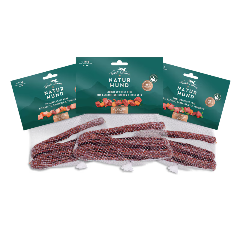Ковбаски м'ясні натуральні Lieblingswurst Naturhund Terracanis 145г