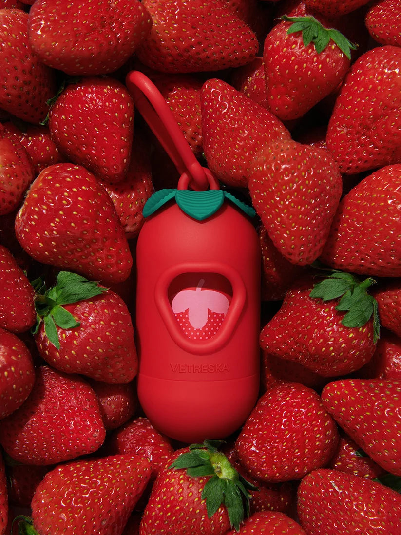 Набір диспенсер + біорозкладні пакети аромат полуниці Strawberry Vetreska