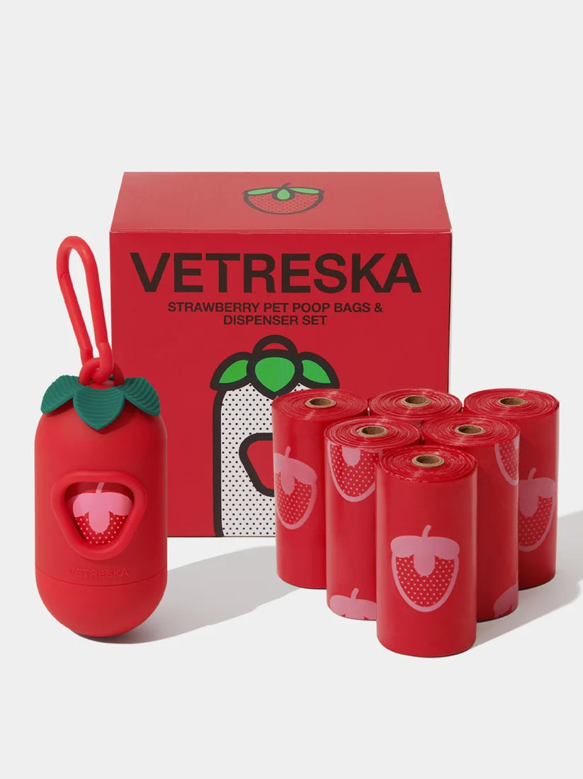 Набір диспенсер + біорозкладні пакети аромат полуниці Strawberry Vetreska