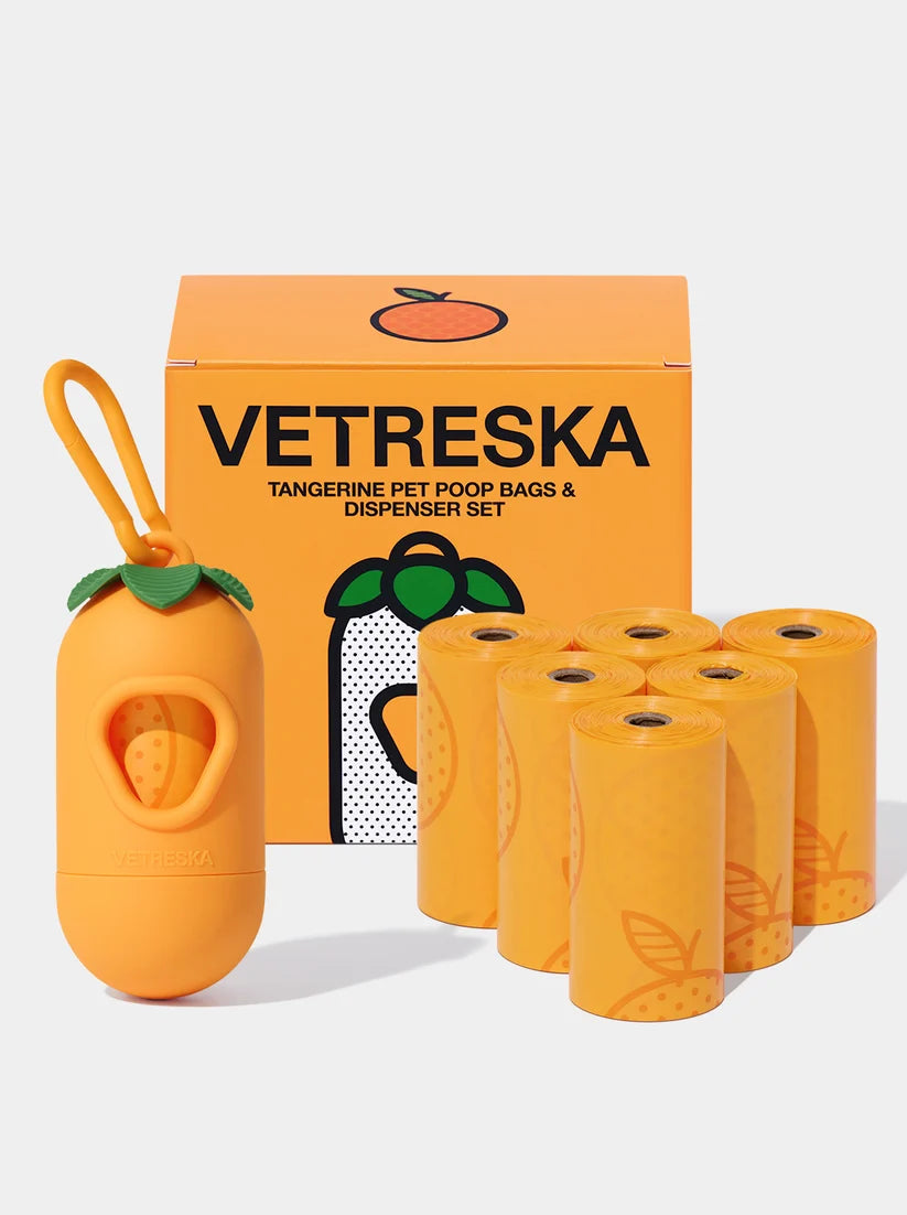 Набір диспенсер + біорозкладні пакети мандарин Tangerine Vetreska