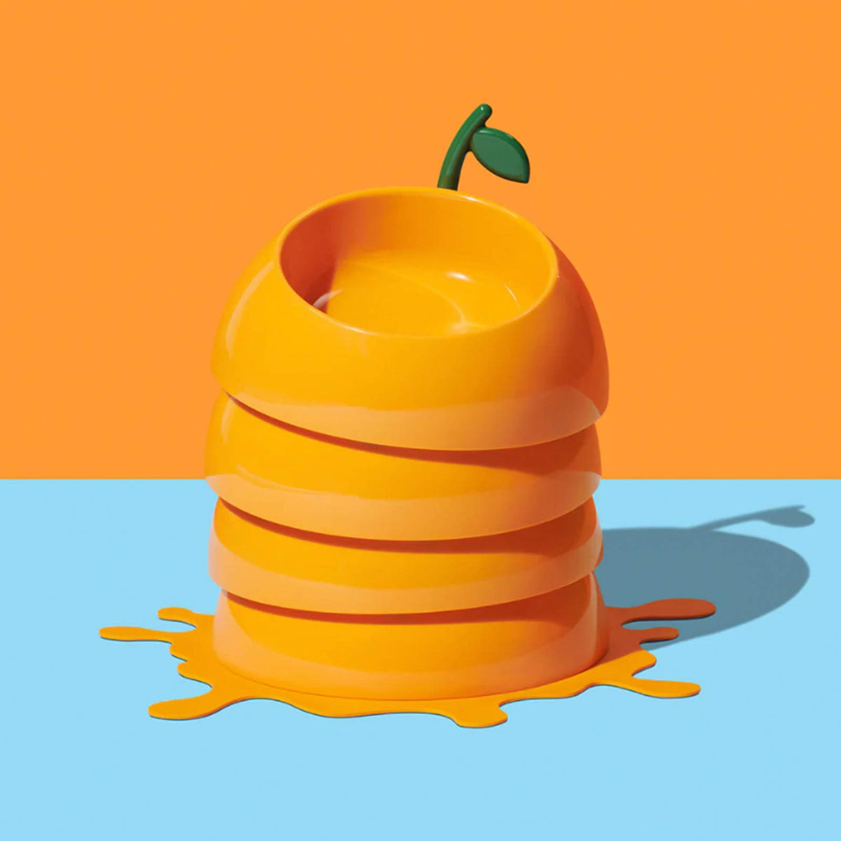 Набір пластикова мисочка з ложкою і килимком Juicy Tangerine Vetreska 21,5*21,5*4 см