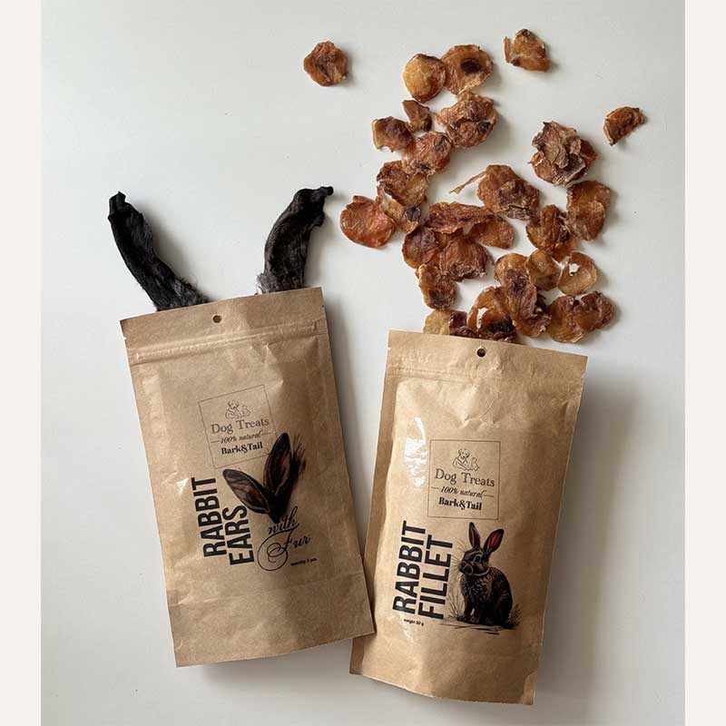 Натуральні ласощі для собак чіпси з філе кролика 100 % Rabbit Fillet Bark&Tail 50 г