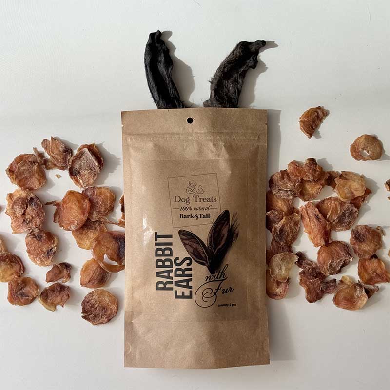 Натуральні ласощі для собак кролячі вушка Dog Treats 100 % Rabbit Ears 5шт