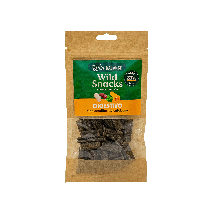 Ласощі для собак м’ясні шматочки качка з гарбузом та мелісою для чутливих шлунків Wild Snacks Digestive WildBalance