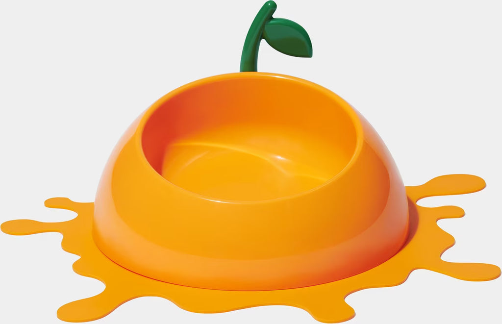 Набір пластикова мисочка з ложкою і килимком Juicy Tangerine Vetreska 21,5*21,5*4 см