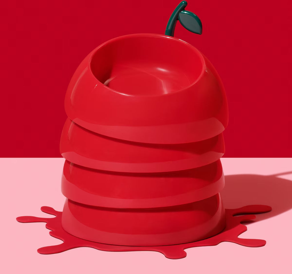 Набір пластикова мисочка з ложкою і килимком Juicy Cherry Vetreska 21,5*21,5*4 см