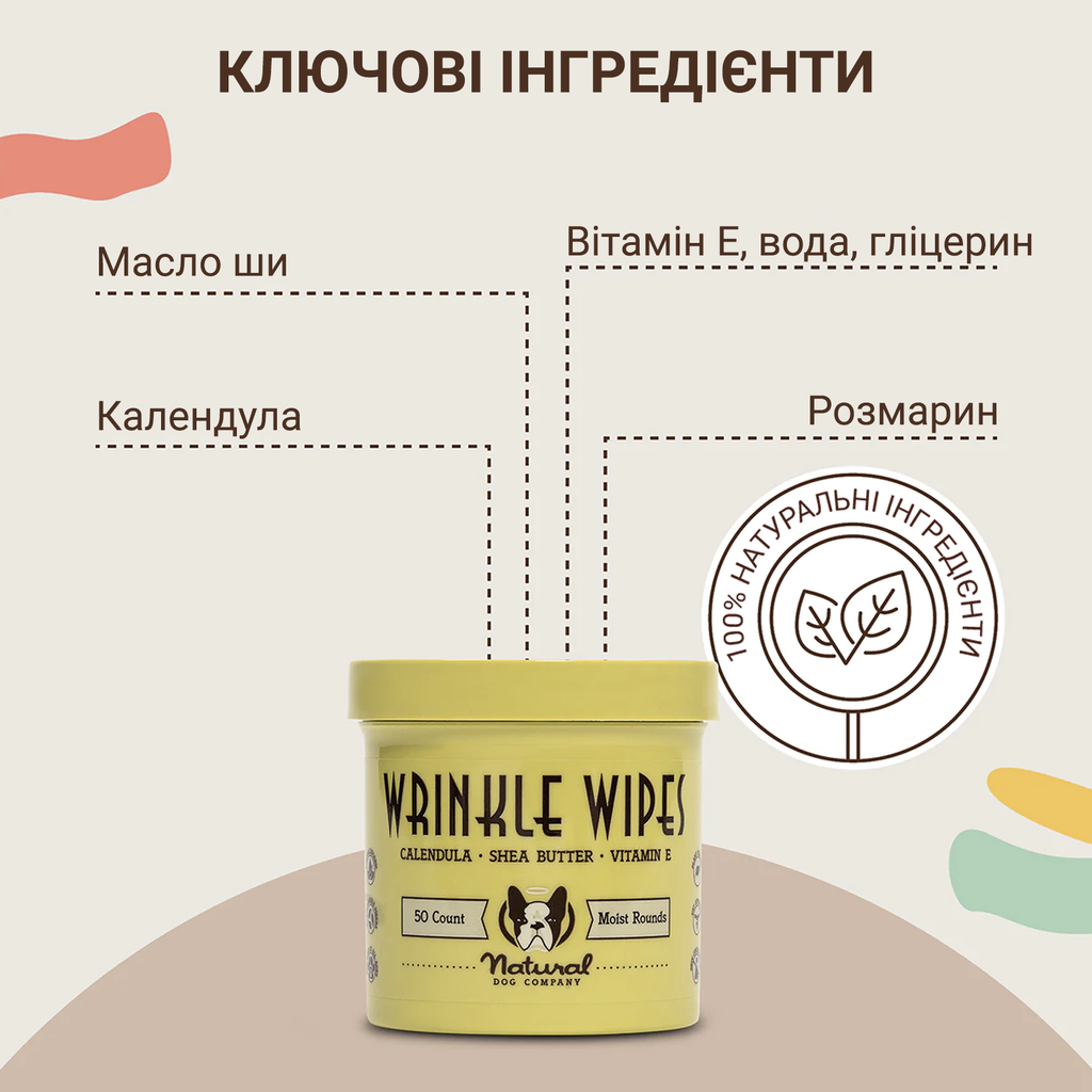 Серветки для складочок Wrinkle Wipes Natural Dog Company