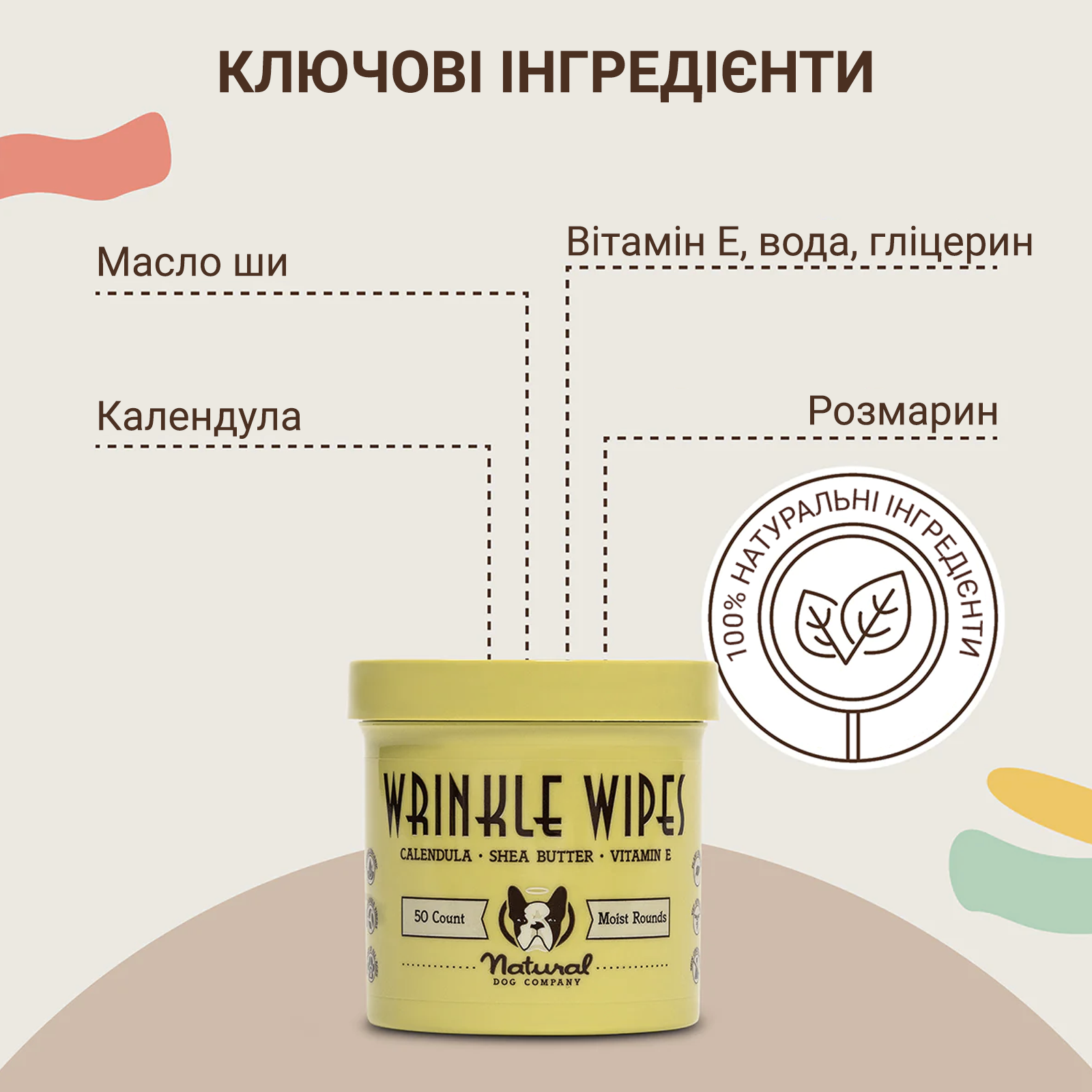 Серветки для складочок Wrinkle Wipes Natural Dog Company