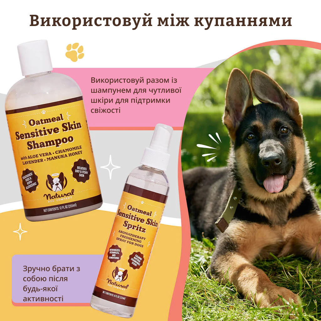 Спрей для догляду за чутливою шкірою та шерстю Natural Dog Company Sensitive Skin Spritz 237мл