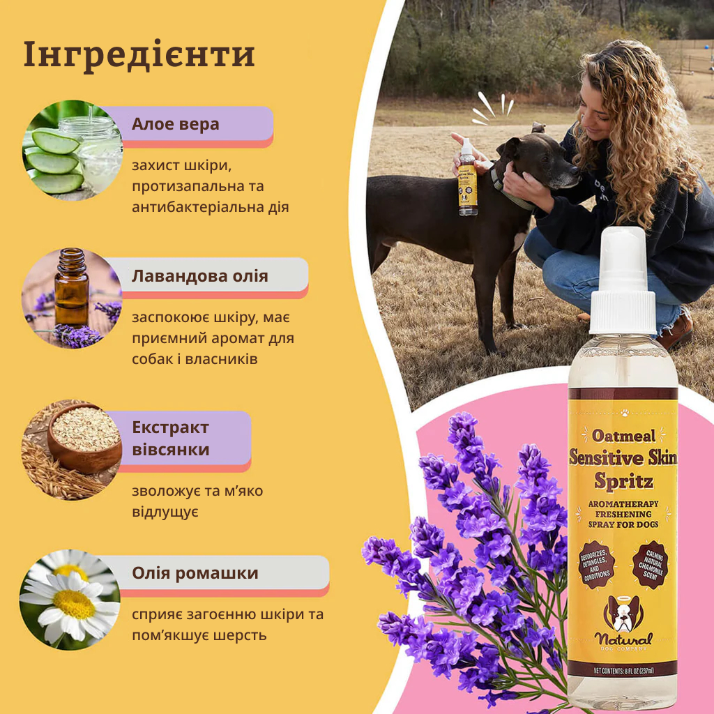 Спрей для догляду за чутливою шкірою та шерстю Natural Dog Company Sensitive Skin Spritz 237мл