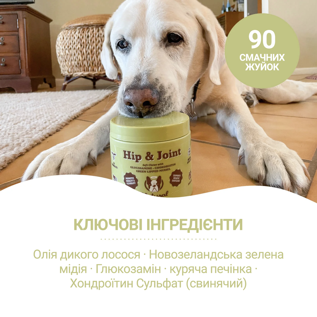 Вітамінний комплекс для суглобів та зв'язок Hip&Joint Natural Dog Company 90шт