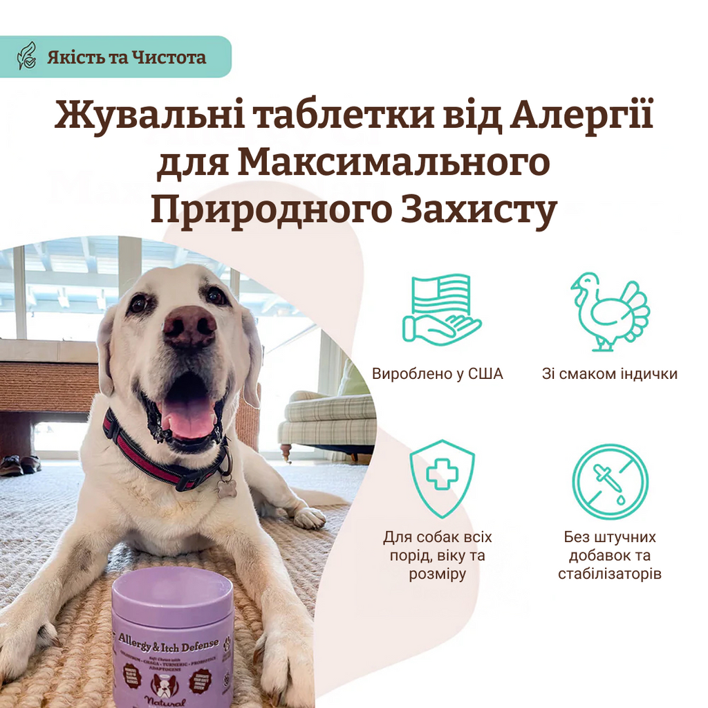 Вітамінний комплекс проти алергії та зуду Allergy & Itch Defense Natural Dog Company 90шт