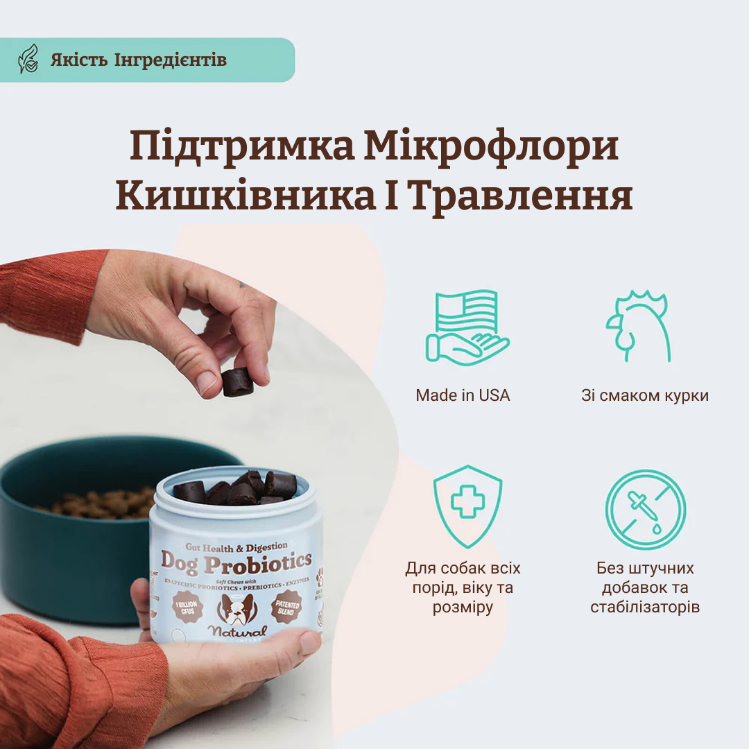 Вітамінний комплекс з пробіотиком SuperFlora Probiotic Natural Dog Company 45шт