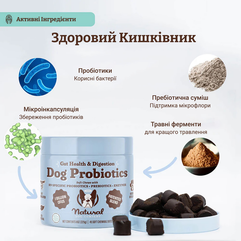 Вітамінний комплекс з пробіотиком SuperFlora Probiotic Natural Dog Company 45шт