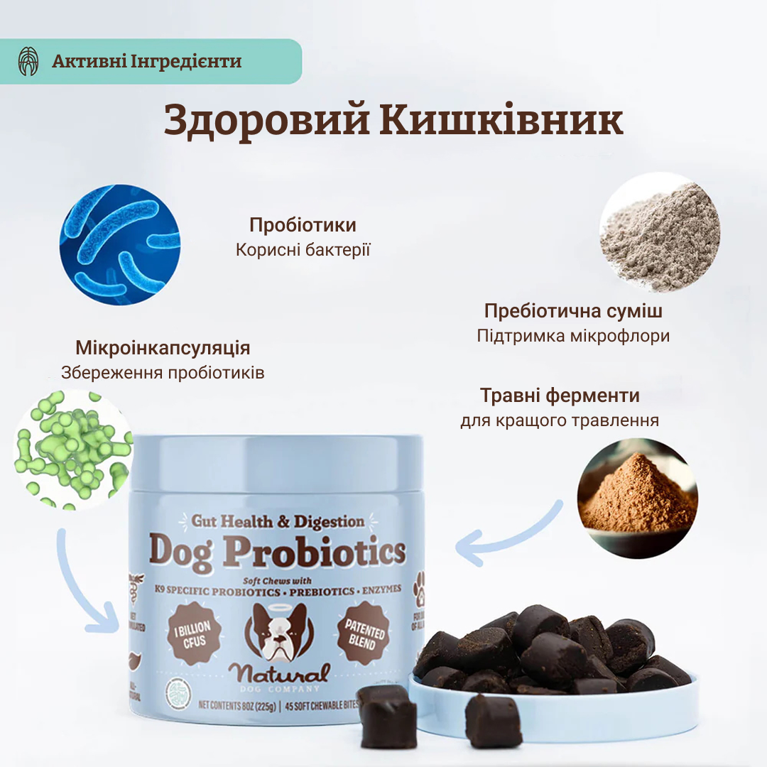 Вітамінний комплекс з пробіотиком SuperFlora Probiotic Natural Dog Company 45шт