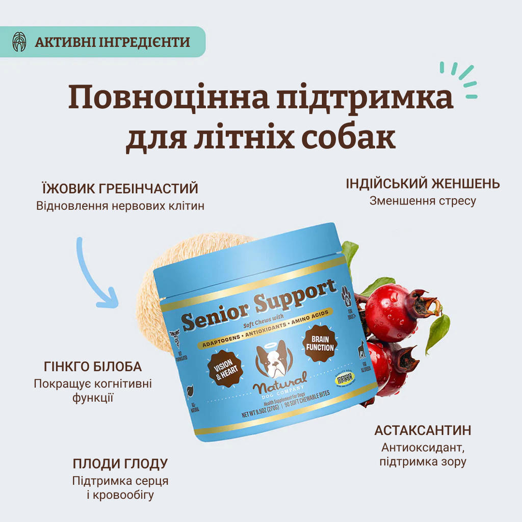 Вітаміни для собак похилого віку Natural Dog Company Senior Support 90шт