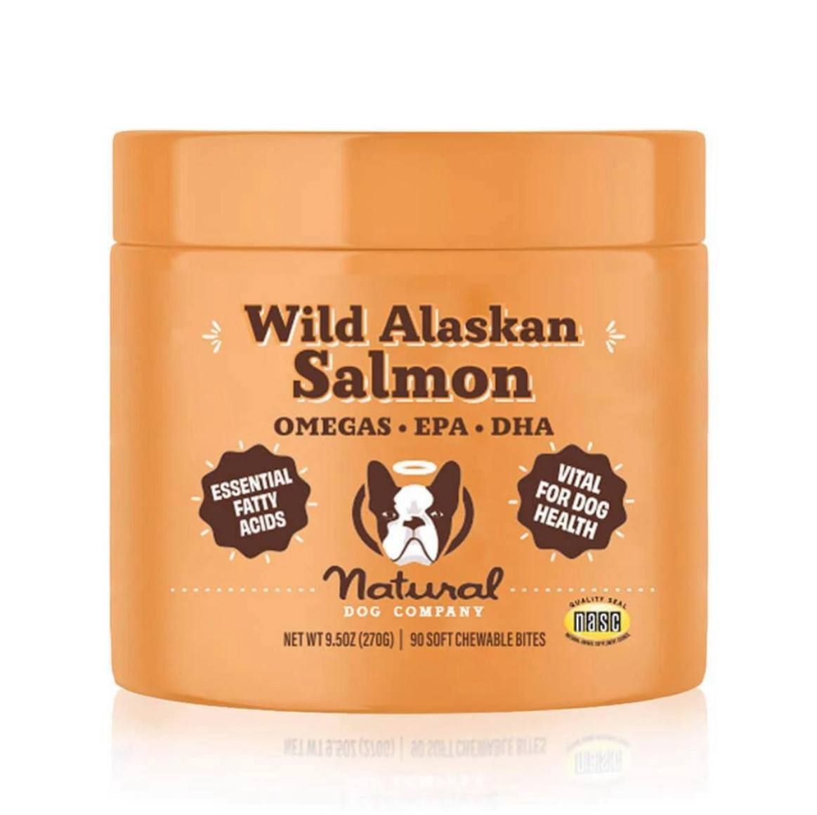 Жувальні ласощі з олією дикого лосося з аляски Natural Dog Company Wild Alaskan Salmon Chews 90 шт